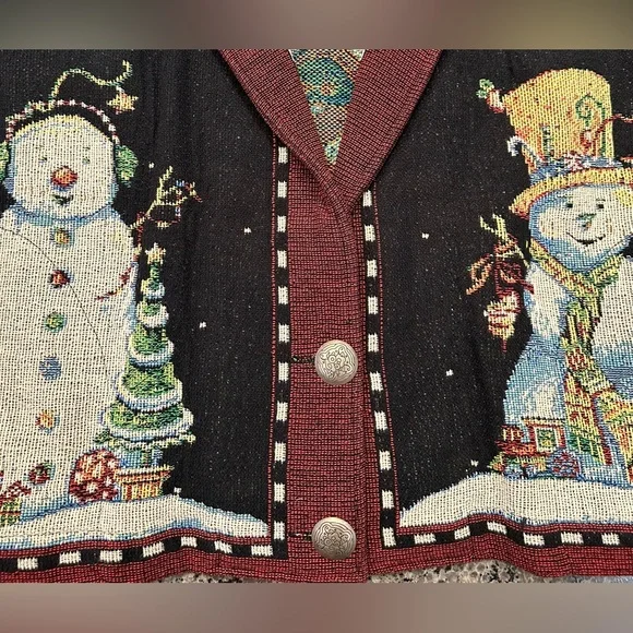 ✨VTG✨ Painted Pony Sweater Christmas Santa
Snowman Tapestry Jacket Med 🎅🏼☃️🎄 - Picture 6 of 15
